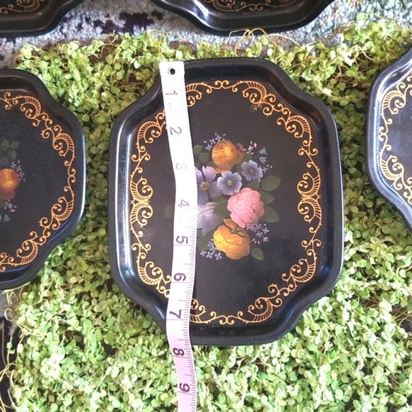 Restaurant TIPS Vtg Shabby England  Floral Decor BLACK Hang Candy Metal 6 Trays - Picture 15 of 16